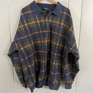 Vintage Lands’ End Plaid Pullover Sweatshirt – Men’s XL
